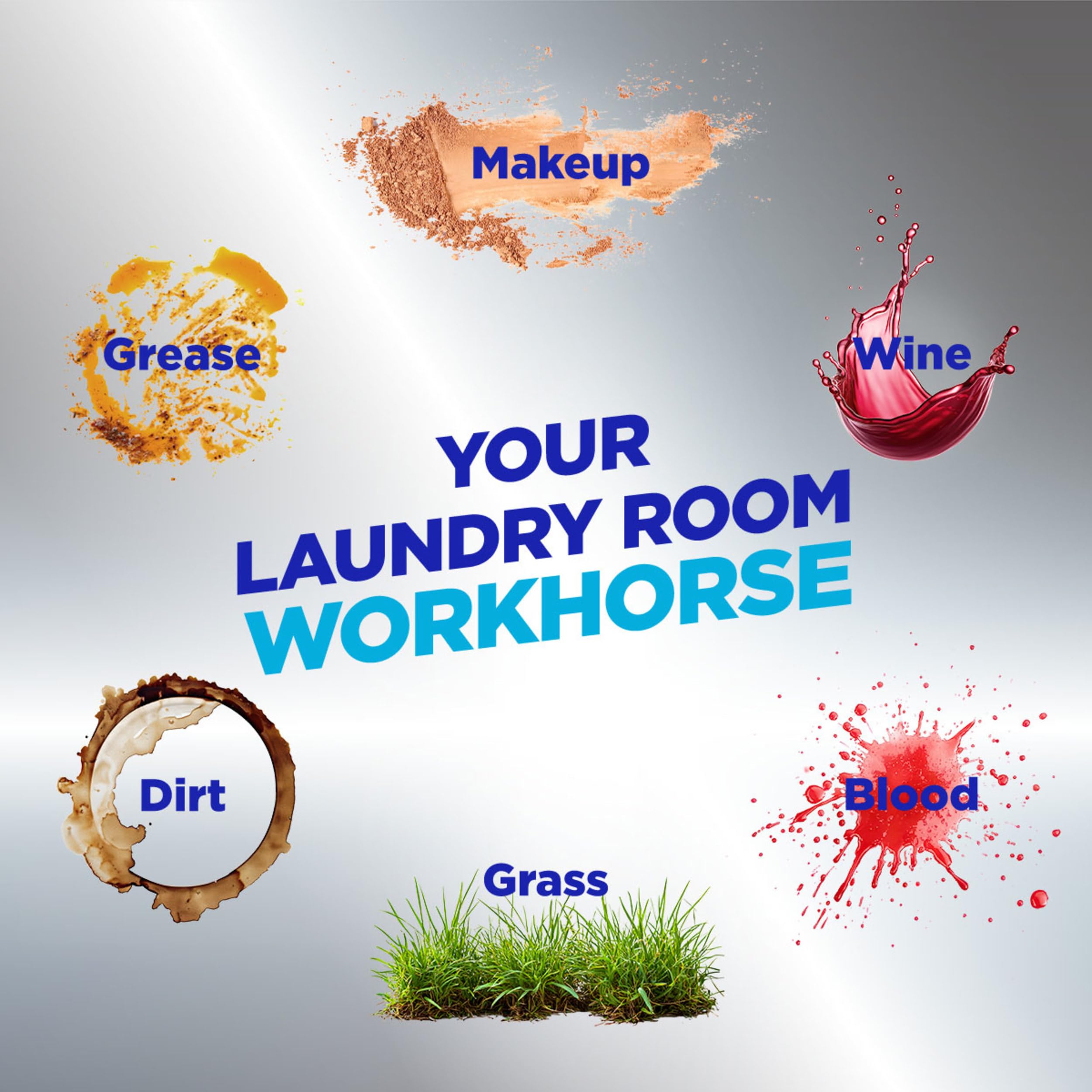 Carpet cleaning with OxiClean powder removing spills and reviving color.