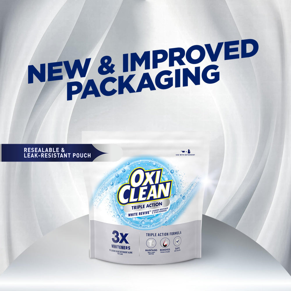 OxiClean White Revive resealable pouch for easy storage and use.