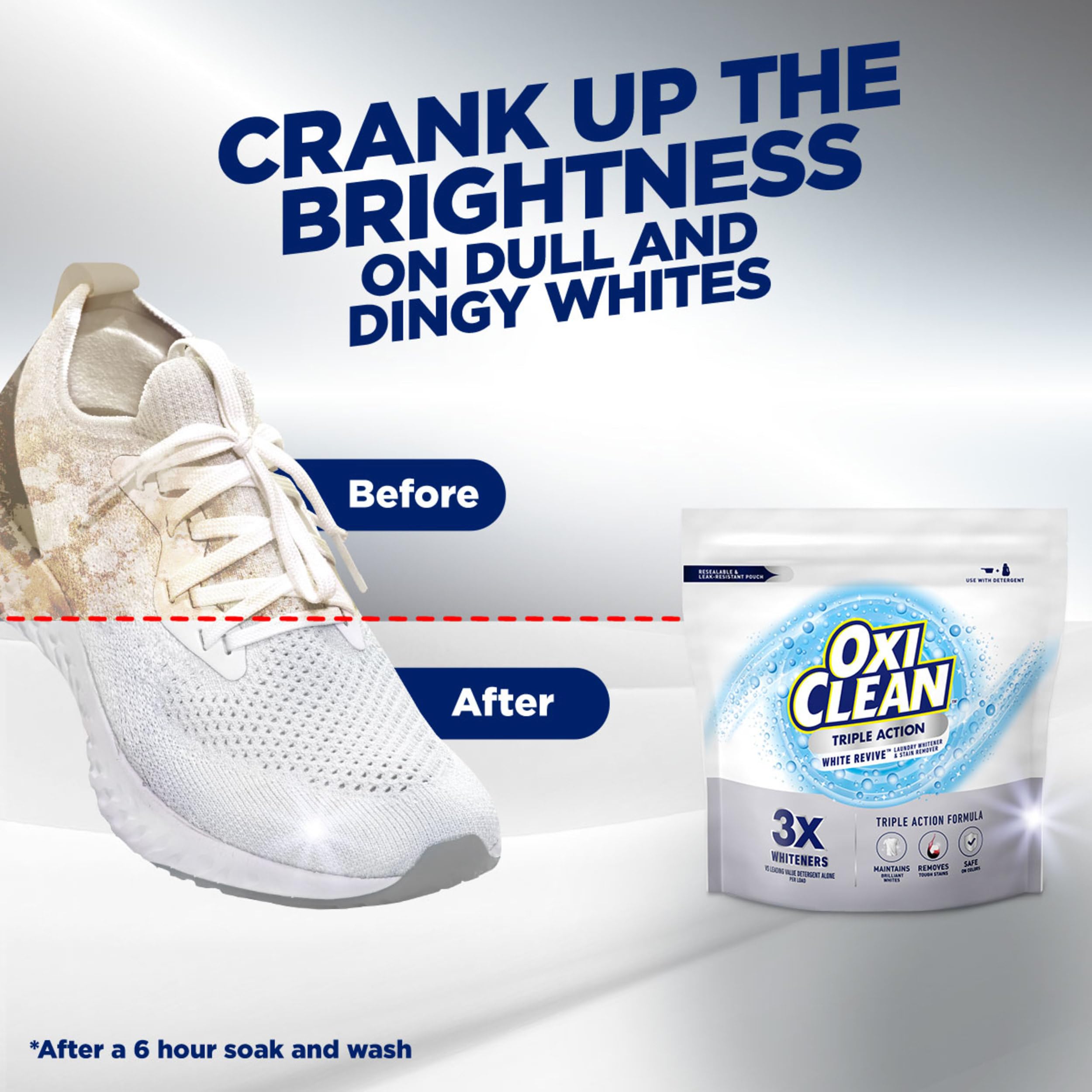 Stain removal on a shirt with OxiClean White Revive