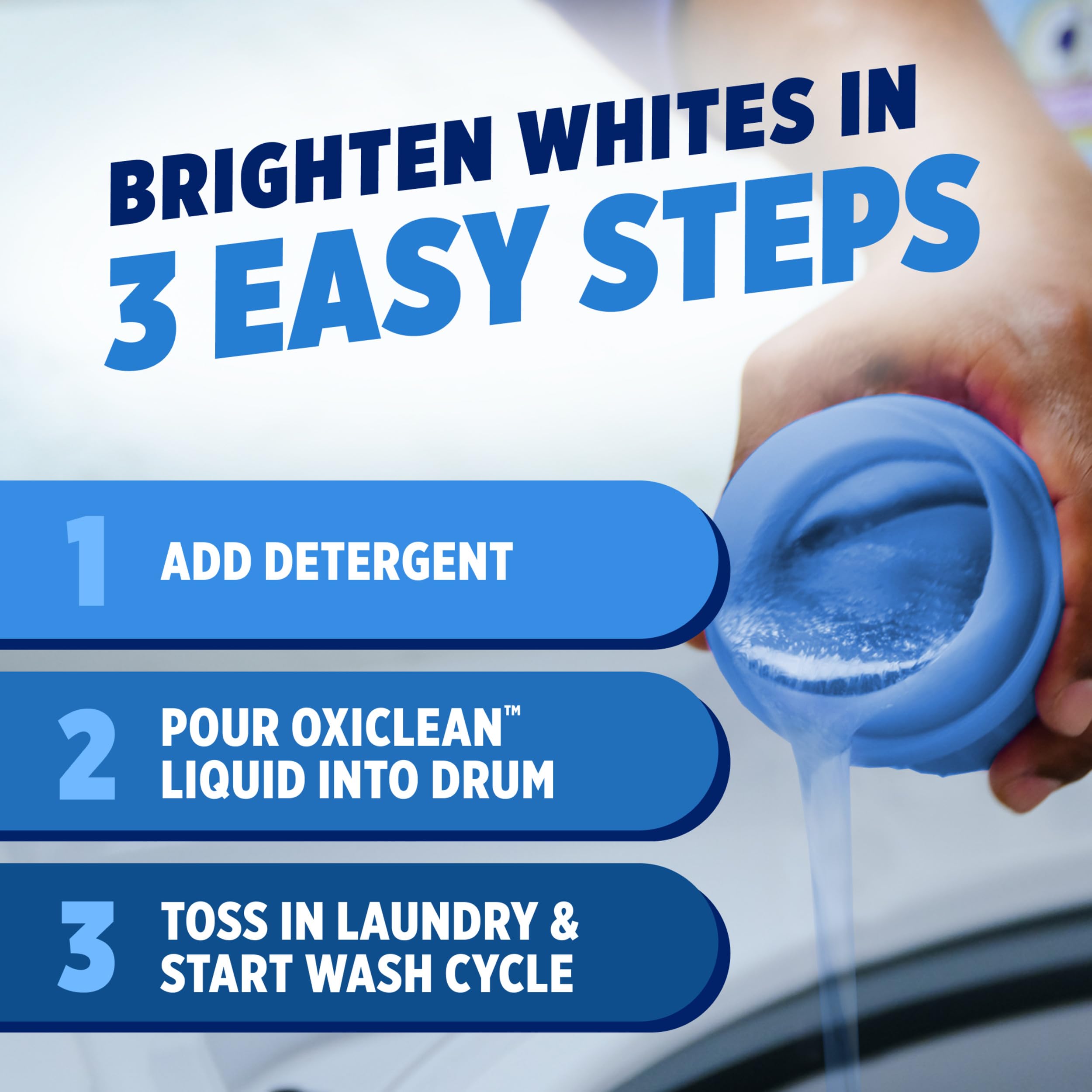 Packaging displays 45 fl oz bottle ready to refresh whites