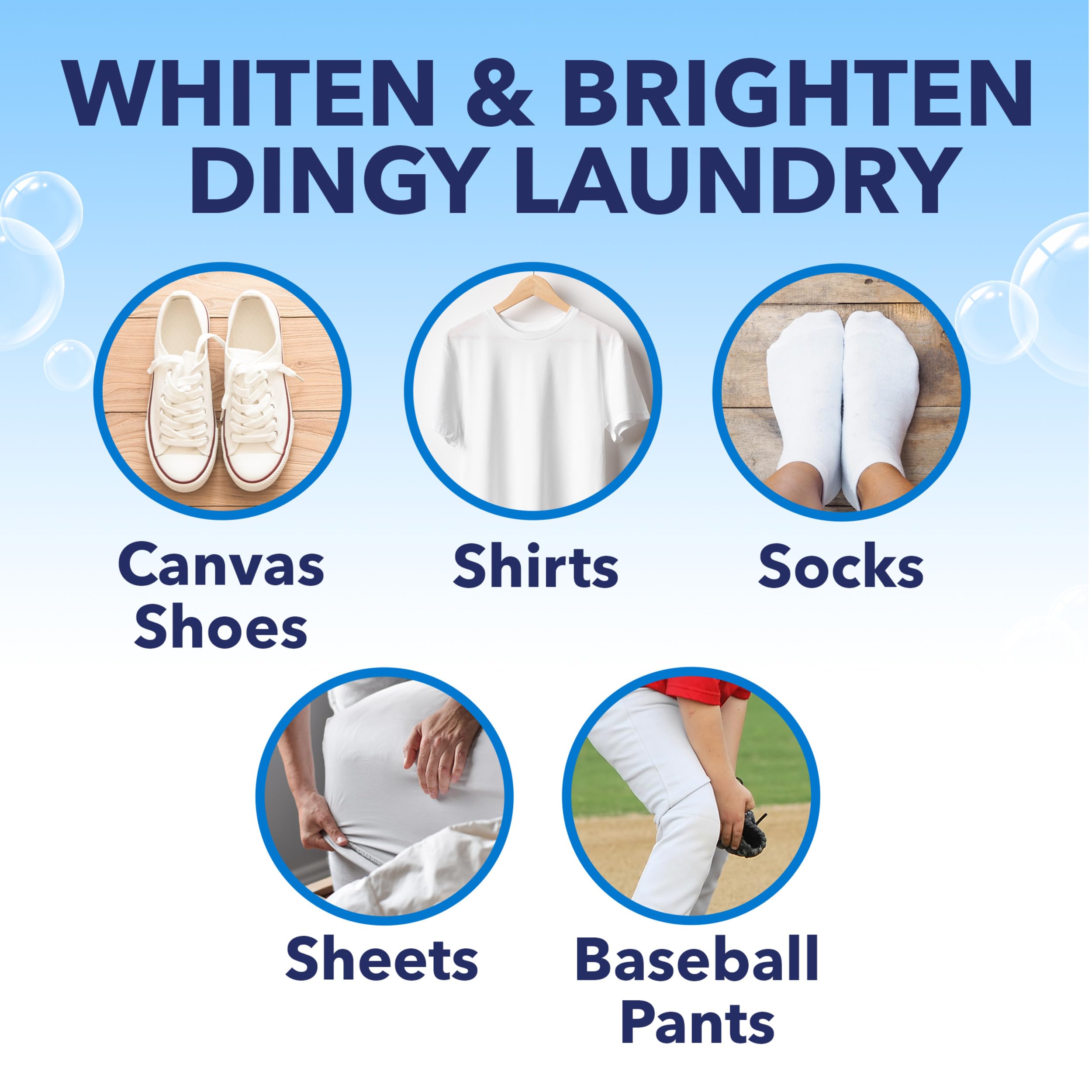 OxiClean White Revive pak dissolving in washer for easy stain removal.