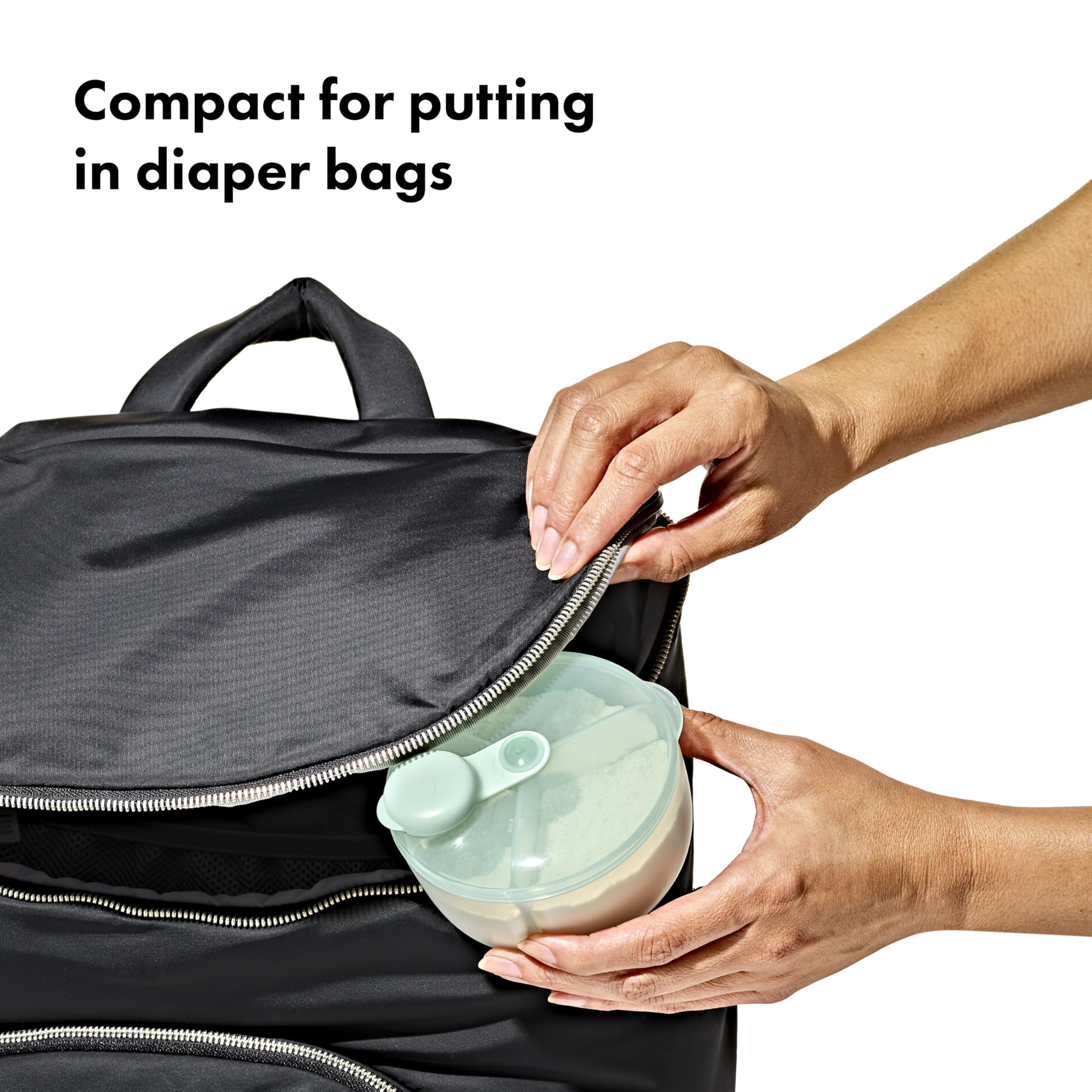 OXO Tot Formula Dispenser rounded corners for easy cleaning.