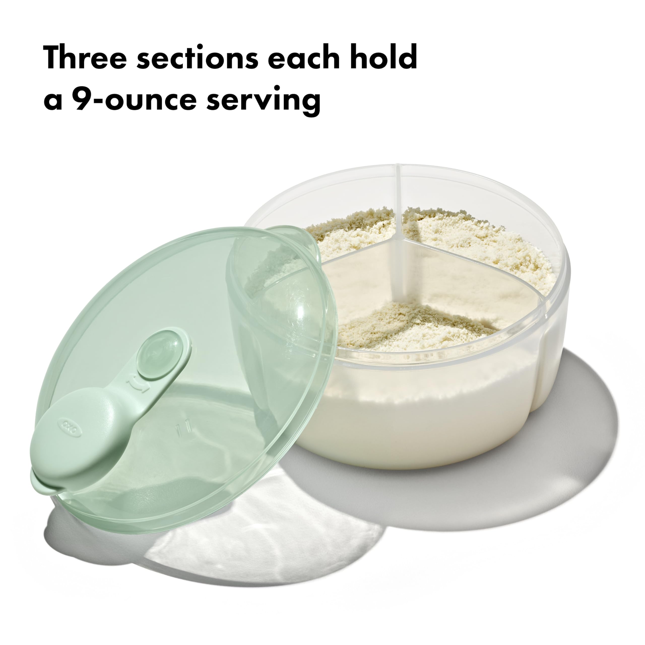 OXO Tot Formula Dispenser swiveling cap keeps pouring neat.