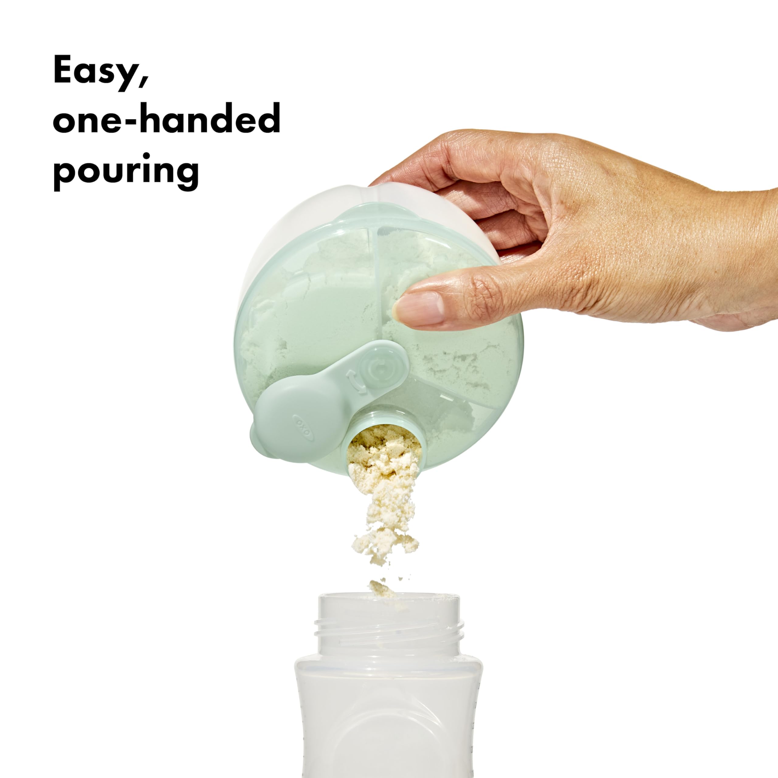 OXO Tot Formula Dispenser three compartments hold nine-ounce servings.