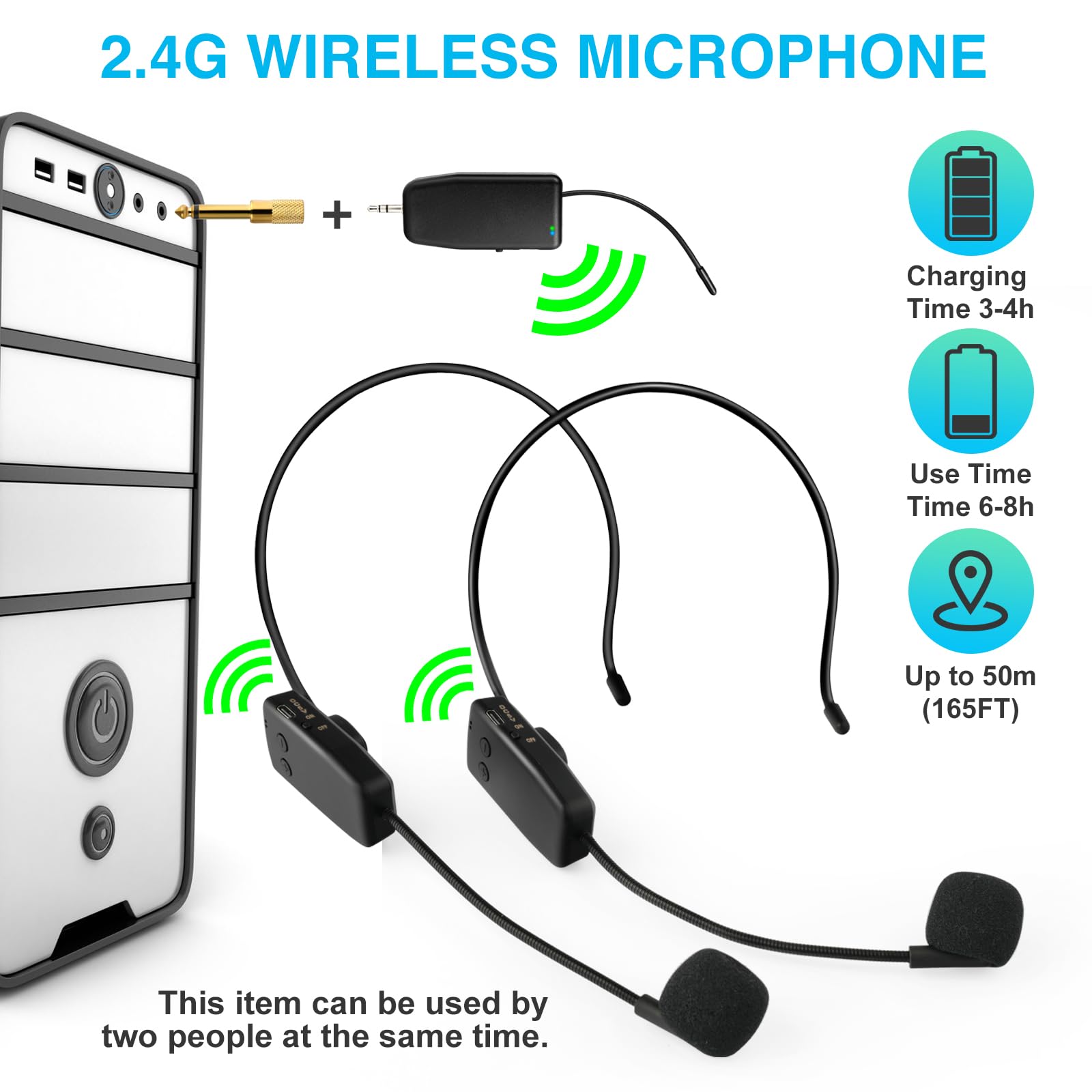 oxxyeeks wireless mic charging dock highlighting quick charge and portability.