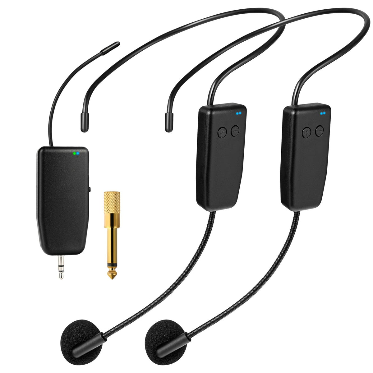 oxxyeeks wireless microphone system with two headset mics for karaoke and teaching.