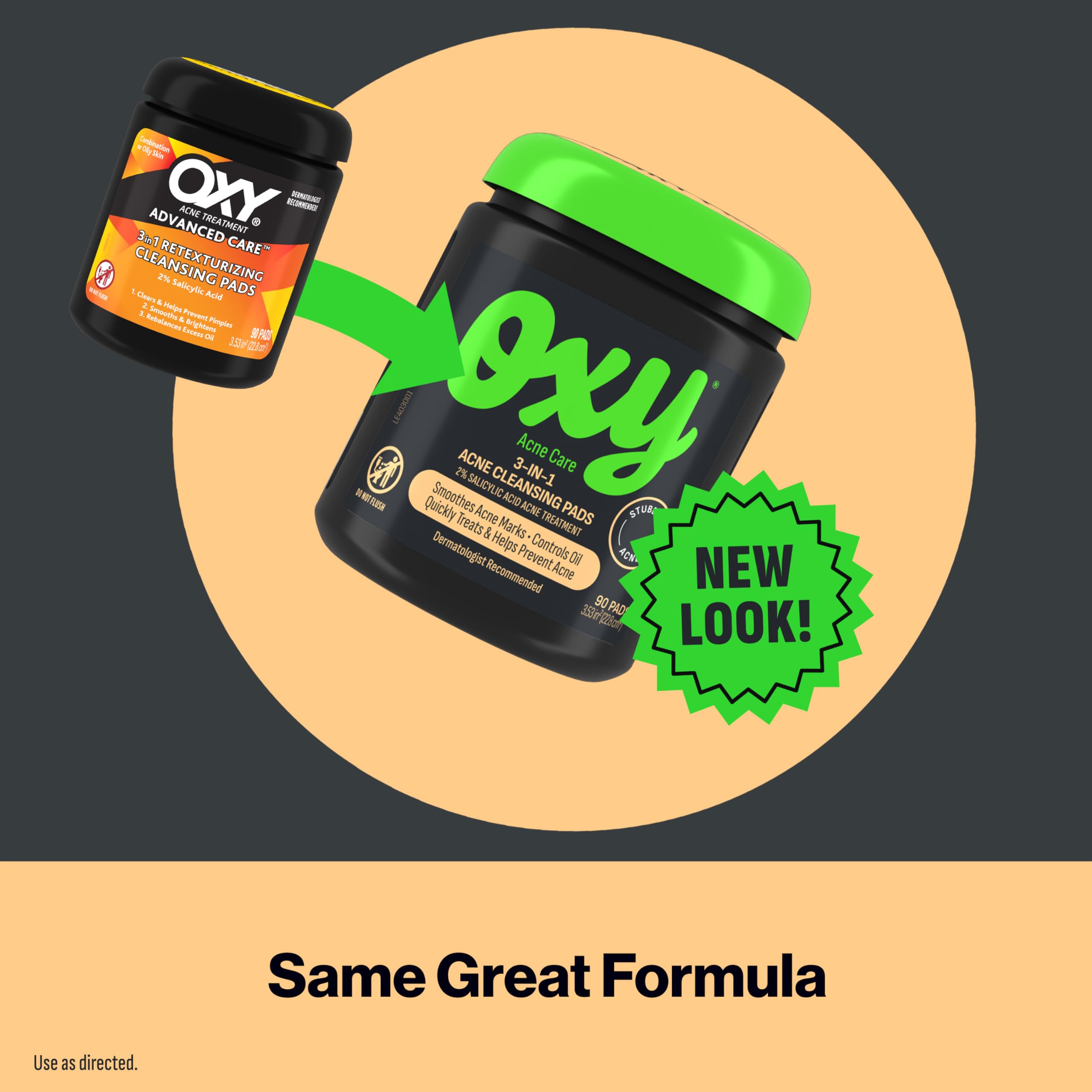 Oxy 3-In-1 pads dermatologist recommended for teen skin care.