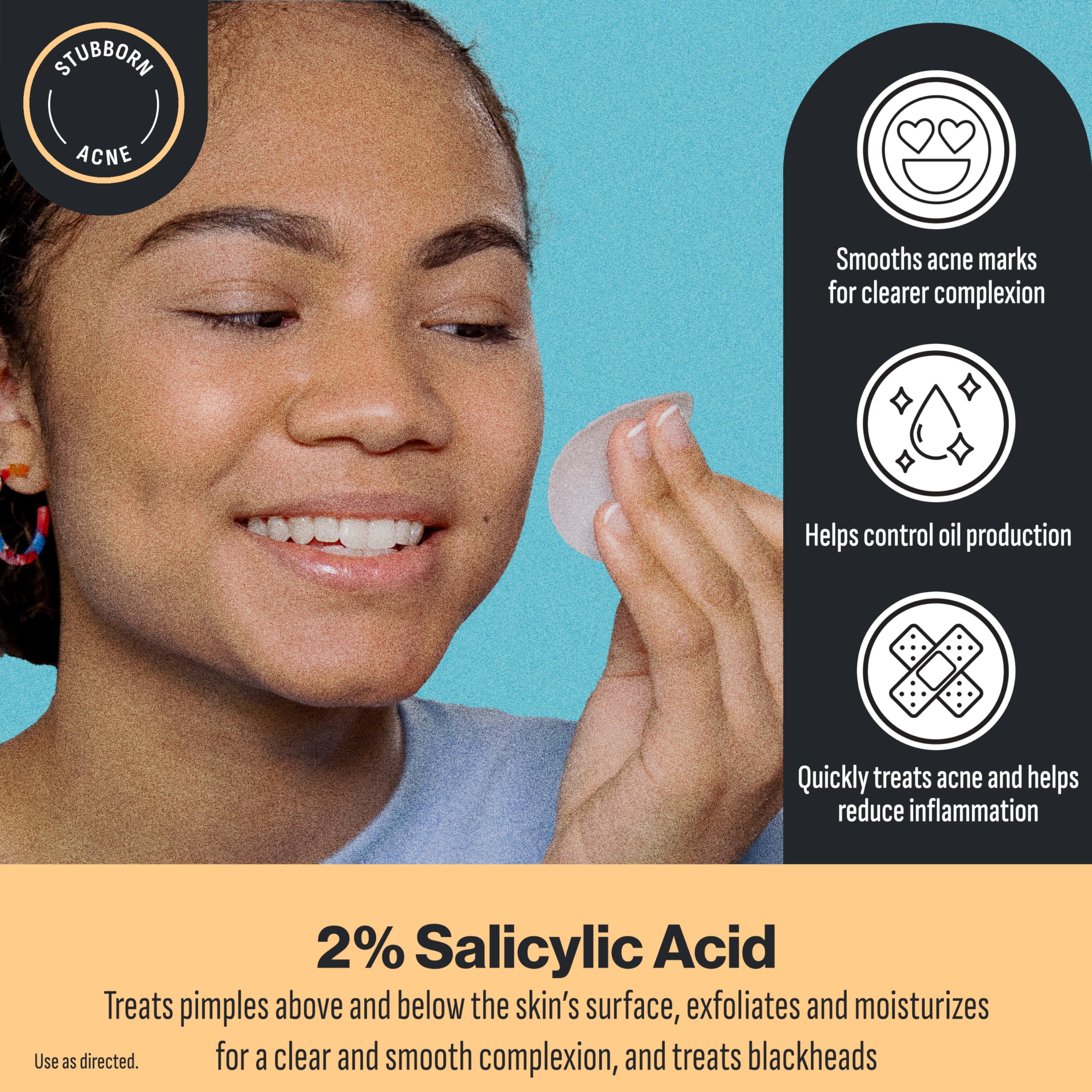 Oxy 3-In-1 pads smooth side soothe pores for comfortable daily use.