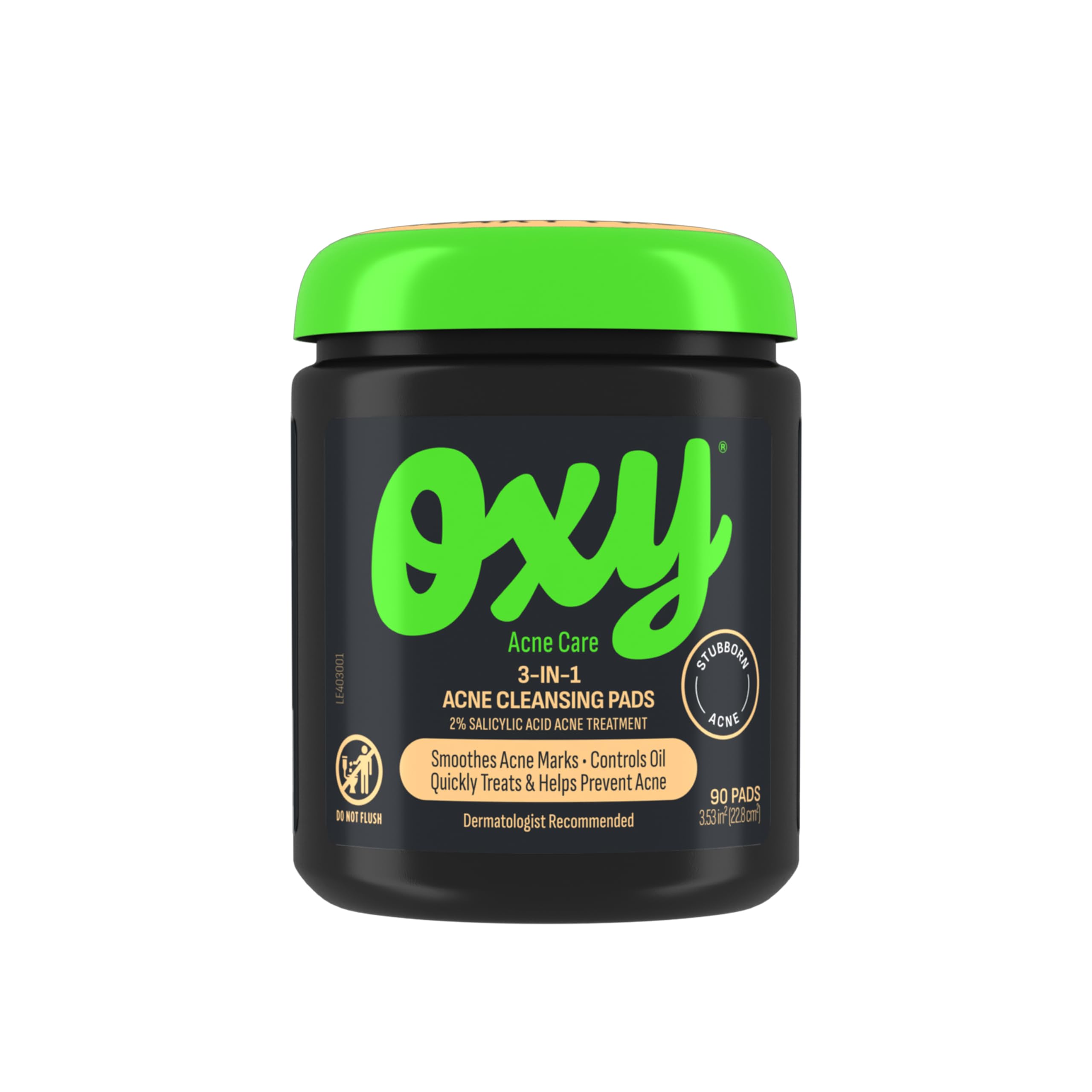 Oxy 3-In-1 pads textured side exfoliate to unclog pores and refresh skin.