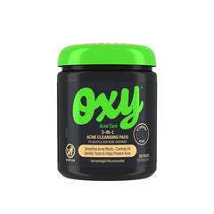 Oxy 3-In-1 pads textured side exfoliate to unclog pores and refresh skin.