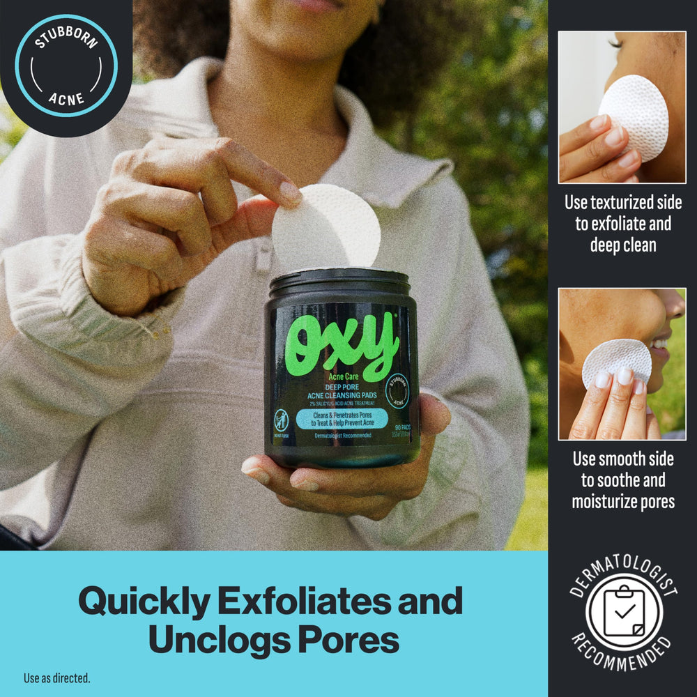 Oxy Deep Pore bottle and label highlight maximum strength cleansing pads.