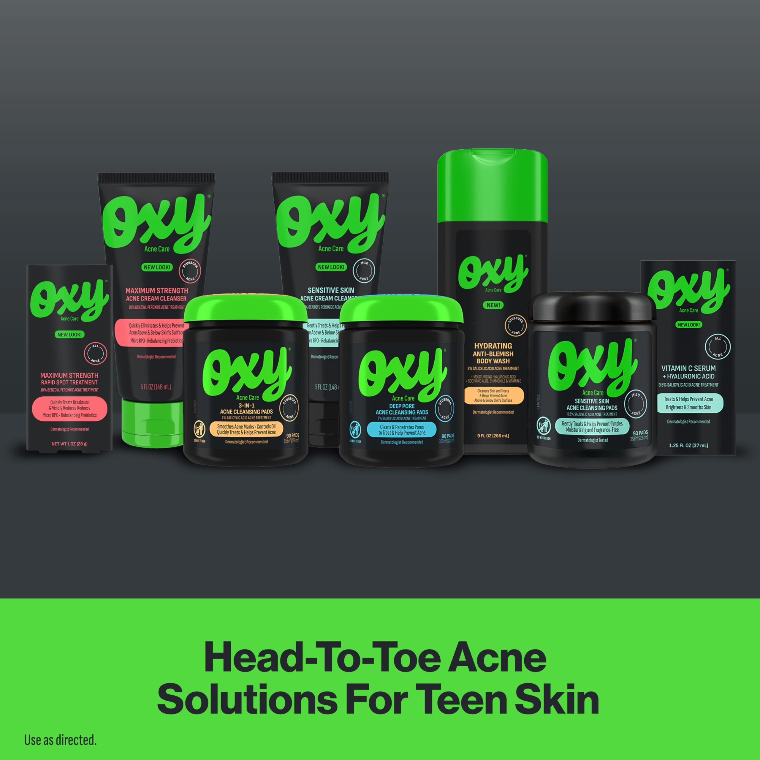 Oxy Deep Pore face backne-use demonstrates multi-area acne care.