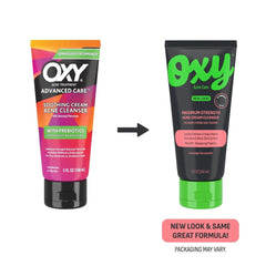 Oxy Face Wash 10 Percent Benzoyl Peroxide label emphasizes the potent OTC formula.