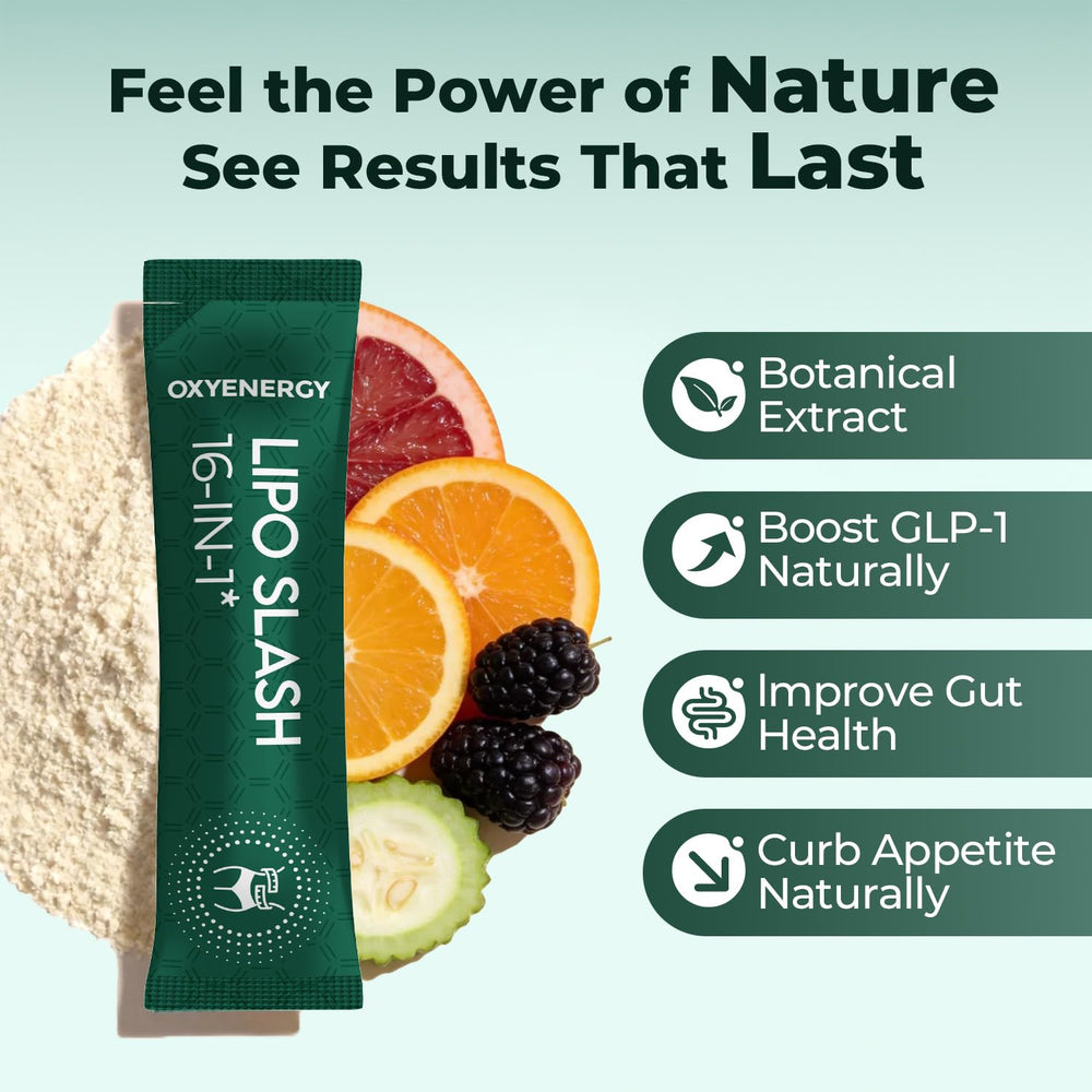 OxyEnergy LIPO Slash inulin and flaxseed fiber visuals