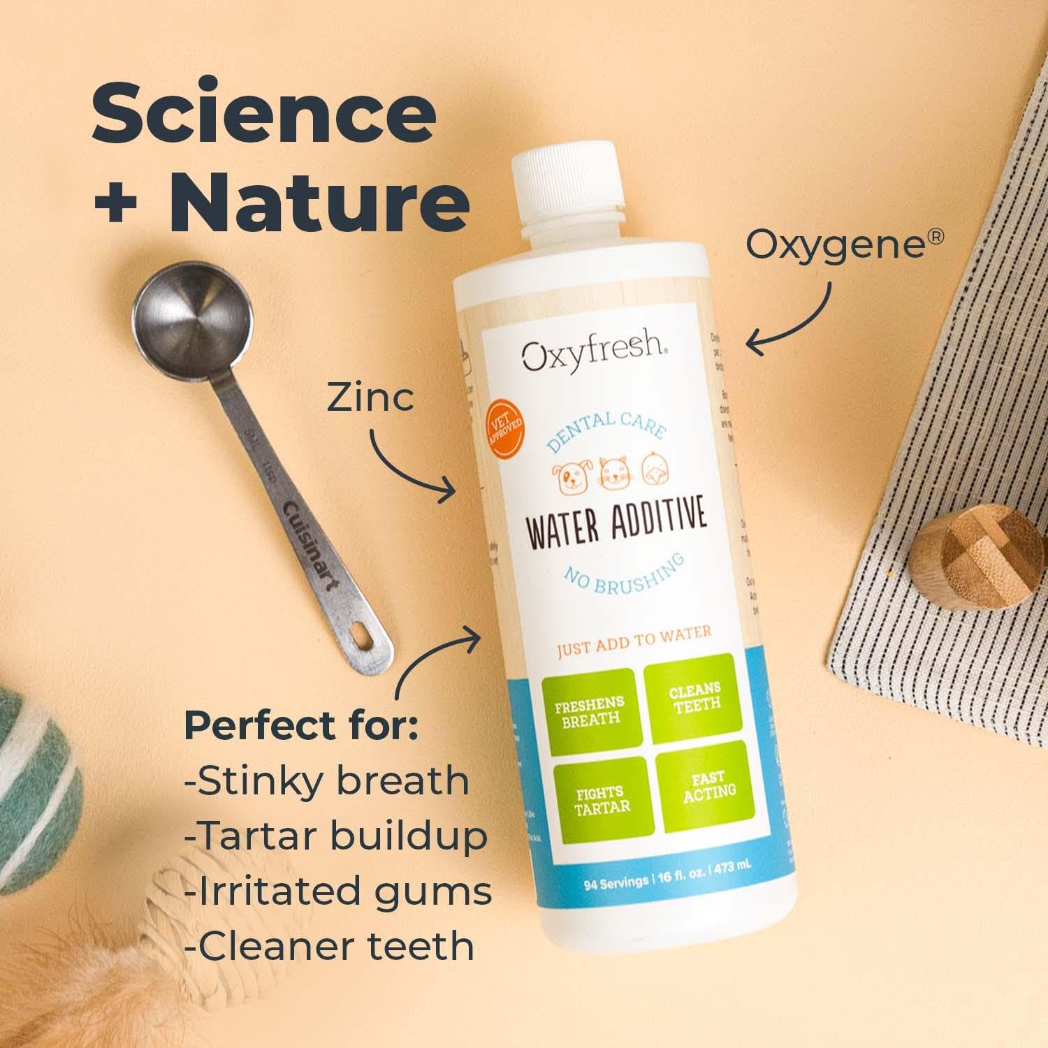 Cat drinks water with odorless Oxyfresh additive.