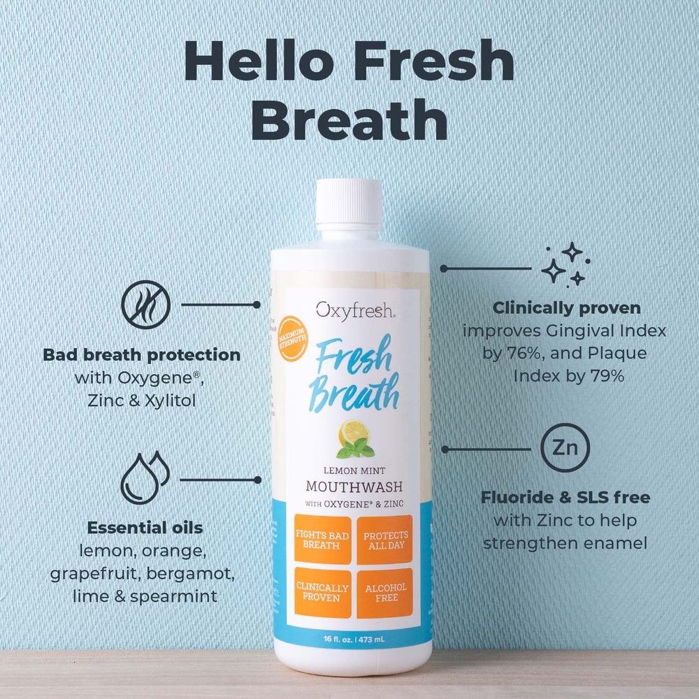 Oxyfresh Lemon Mint pour demonstrates easy dosing for effective swish.