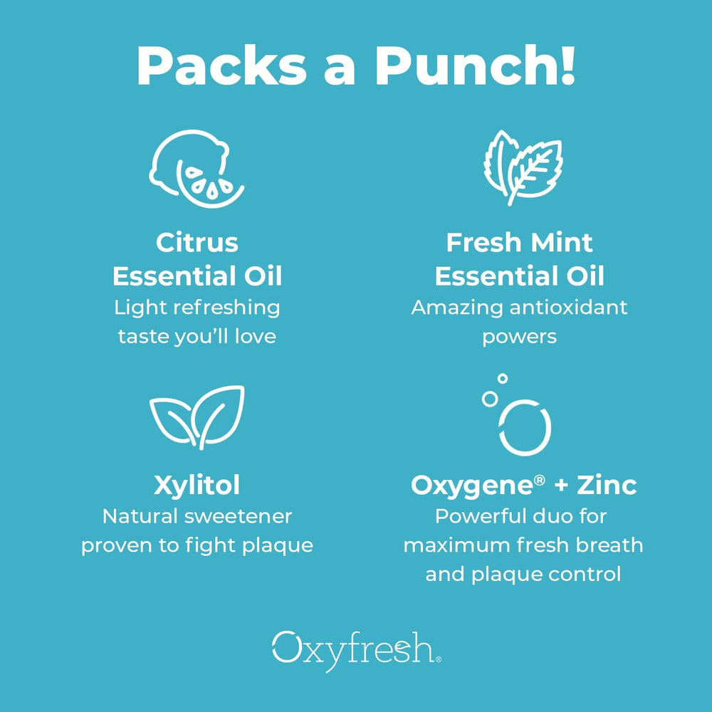 Oxyfresh non-toxic USA-made label on bottle emphasizes safety