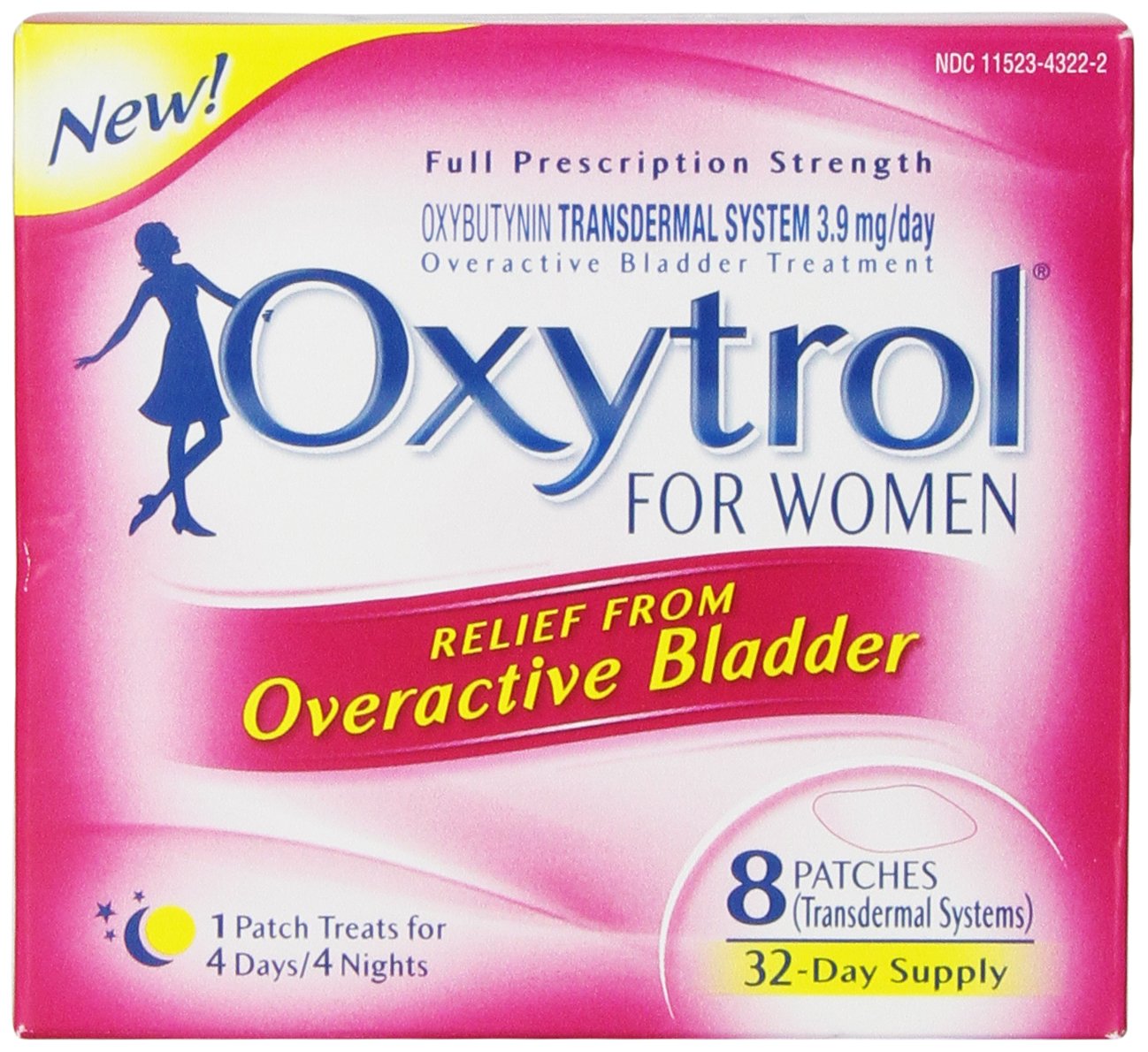 Oxytrol for Women patch on abdomen provides discreet, long-lasting bladder support.