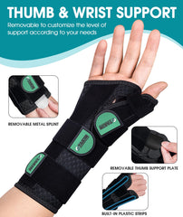 Oyakin wrist brace reveals removable aluminum splint for added wrist stability.
