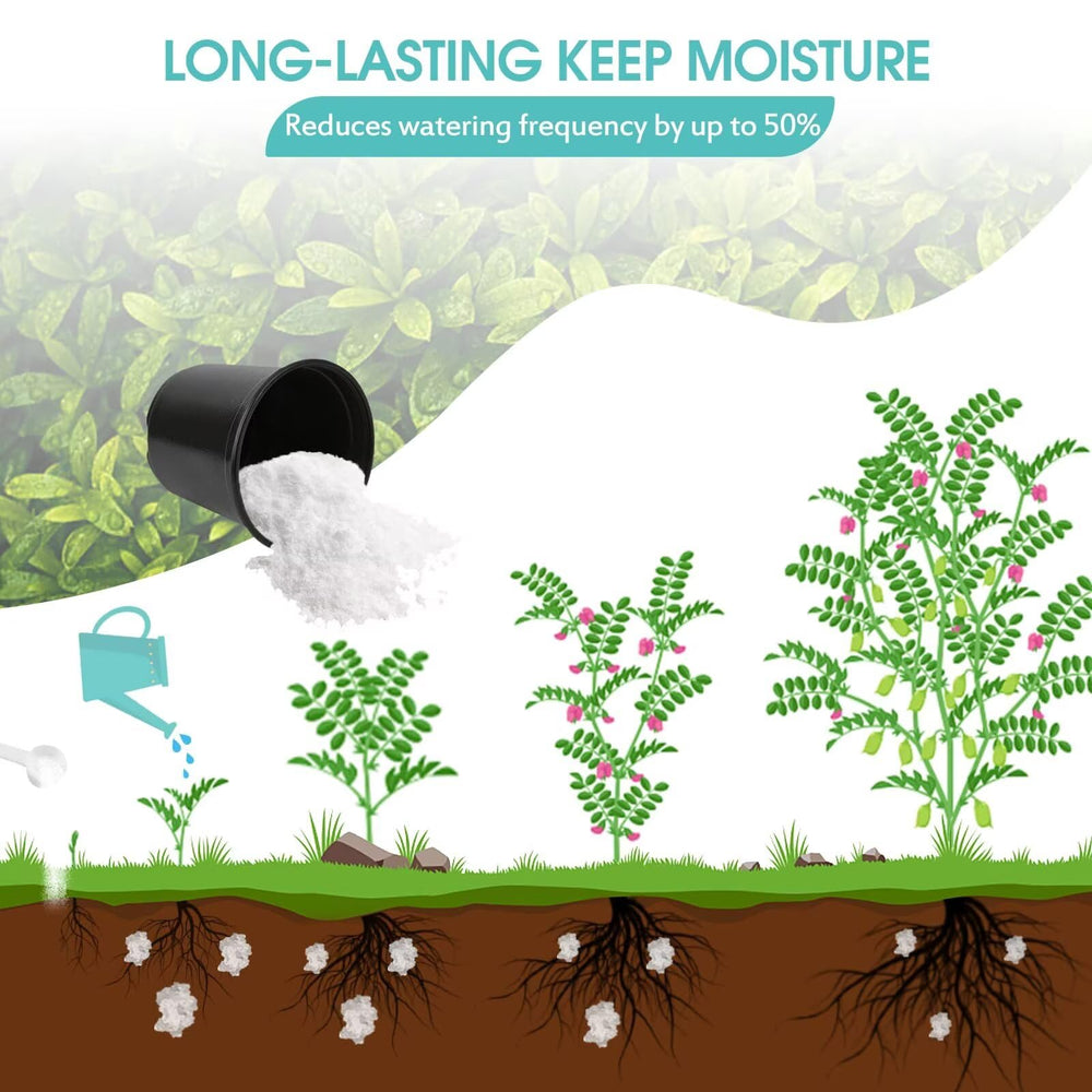 Oycevila water-storing crystals spoon for precise watering and slow moisture release.