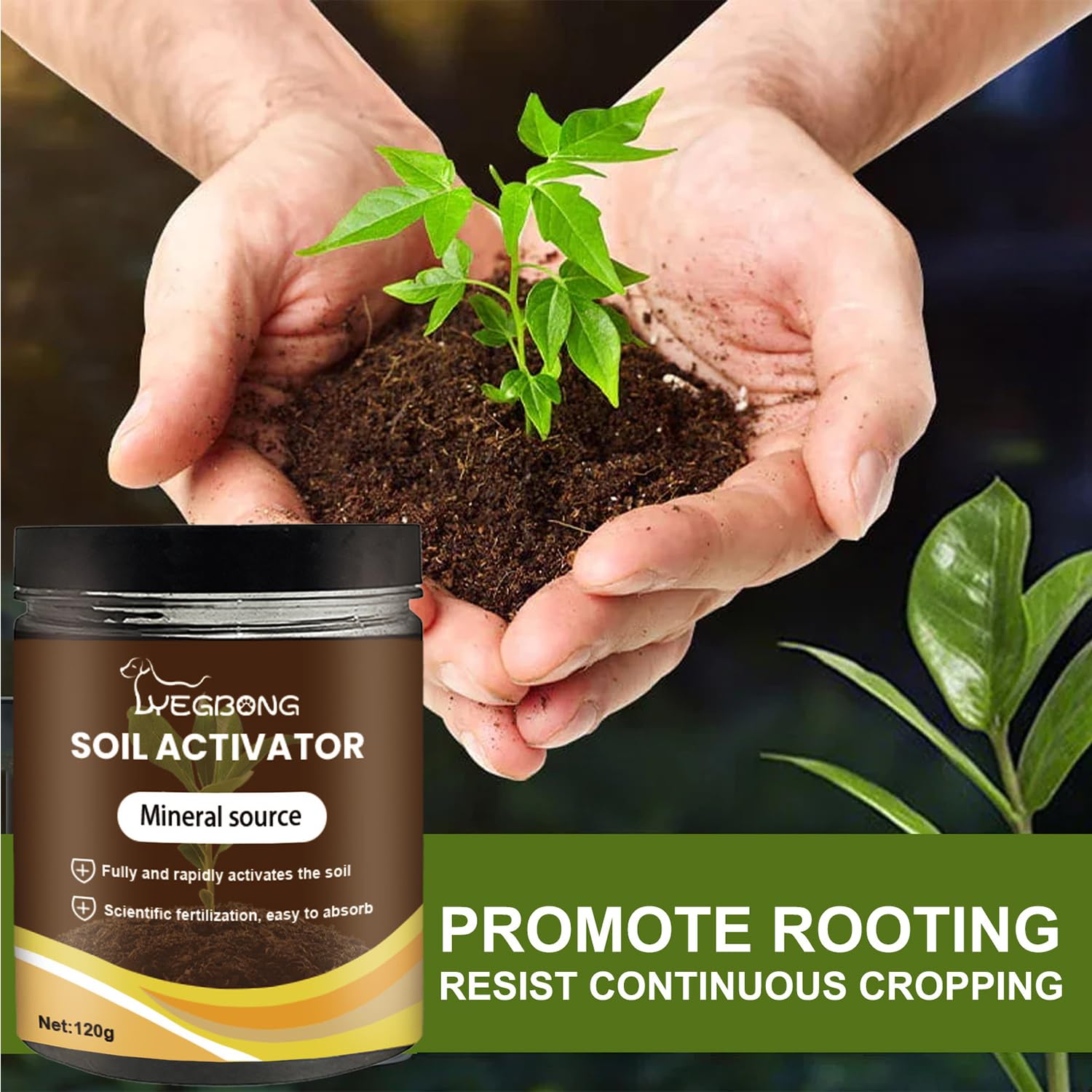 OYEWALLS Nauticos soil activator packaging closeup highlights organic ingredients for healthy soil.