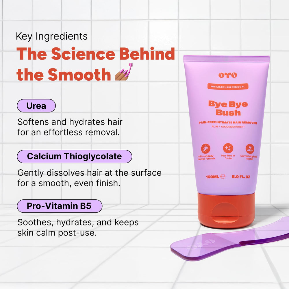 OYO Bye Bye Bush for underarms, gentle formula for sensitive skin.
