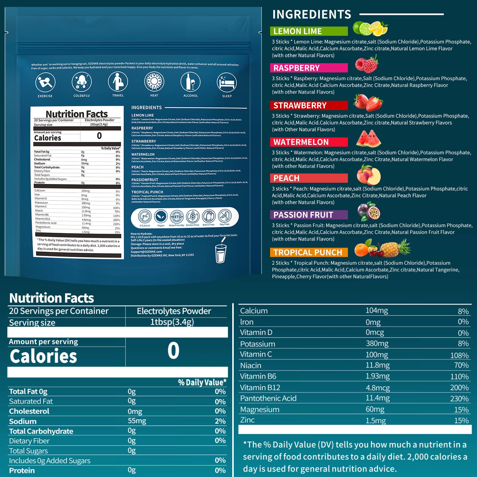 OZENKE electrolytes watermelon packet to replenish fluids during workouts