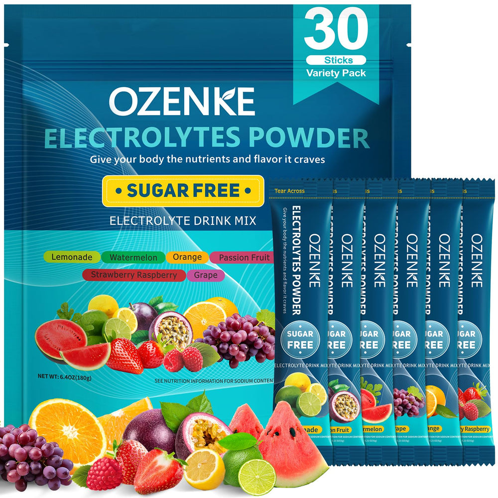 OZENKE electrolytes packets front view for on-the-go hydration