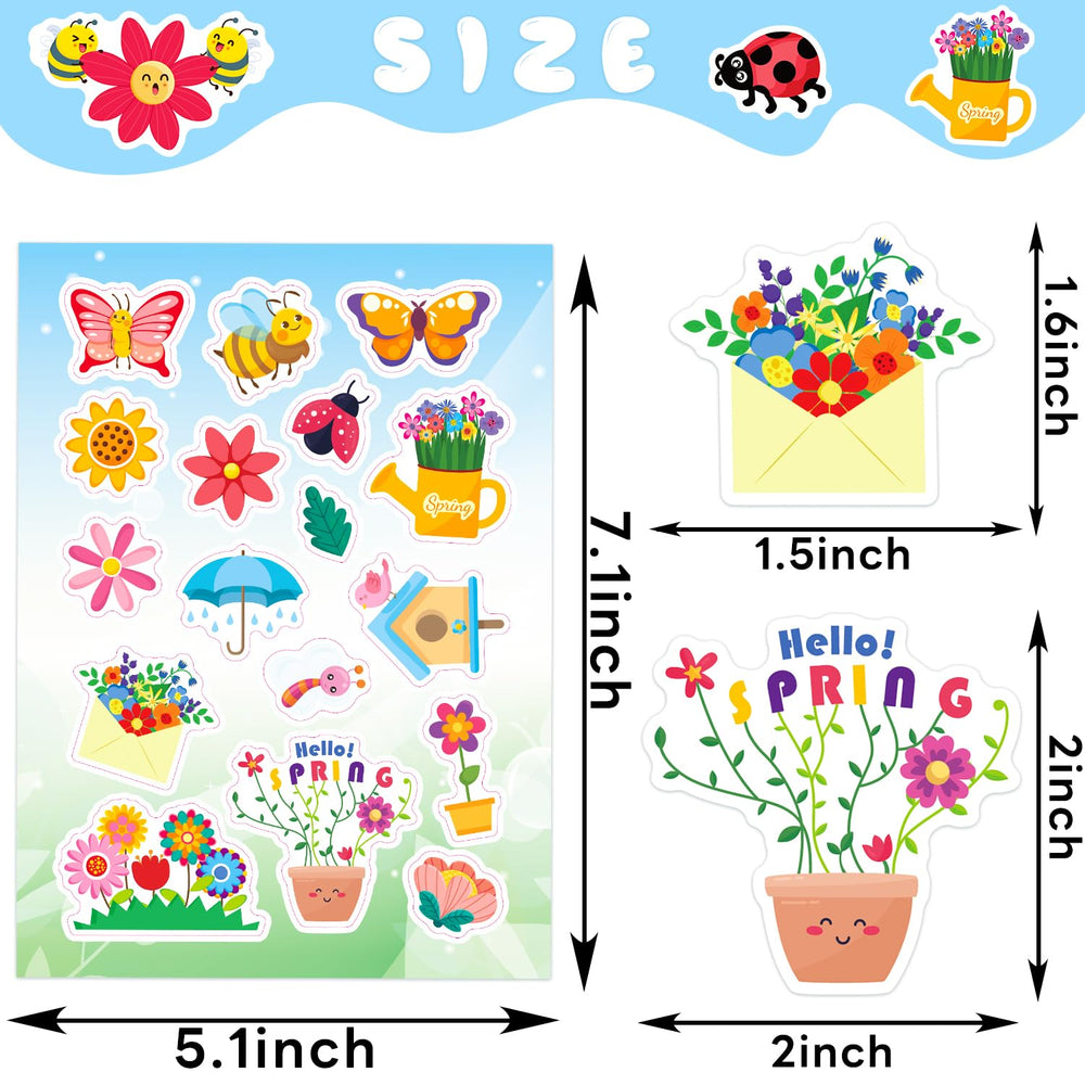 Ozepao spring garden stickers close-up highlighting bright florals and fauna