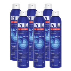 Ozium 8 oz bottle sprays to deodorize a car interior.