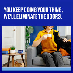 Ozium odor eliminating gel in car interior provides on-the-go odor control.
