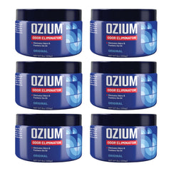 Ozium 8oz odor eliminating gel pack on shelf keeps spaces fresh.