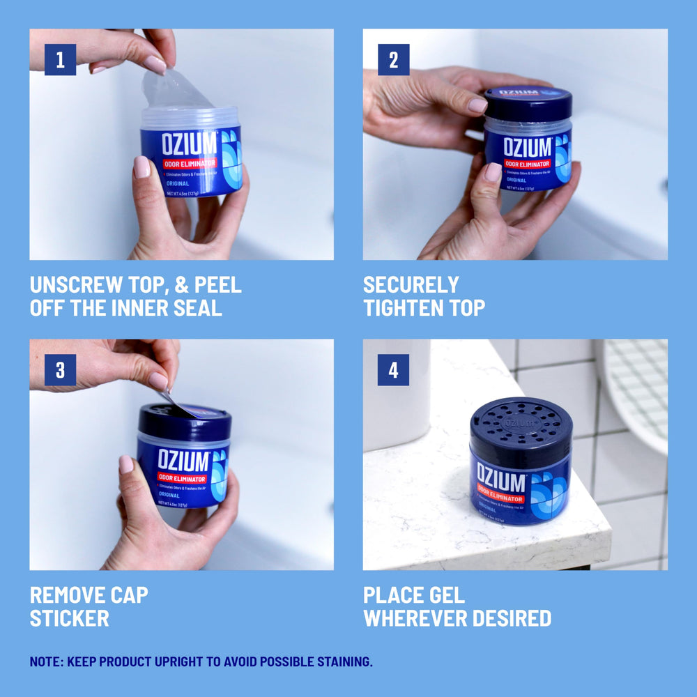 Ozium closeup gel beads release a gentle scent.