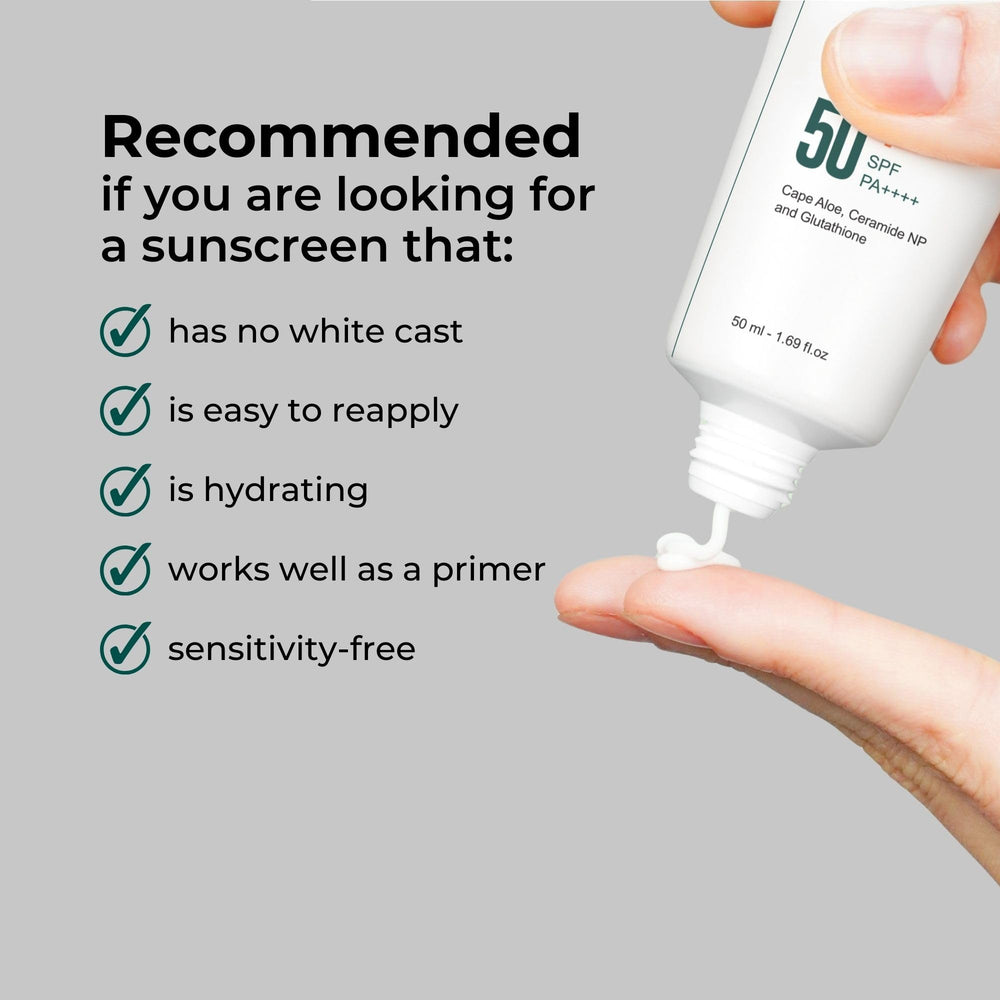 P.CALM Water Barrier Sun Cream eco-friendly packaging visible.