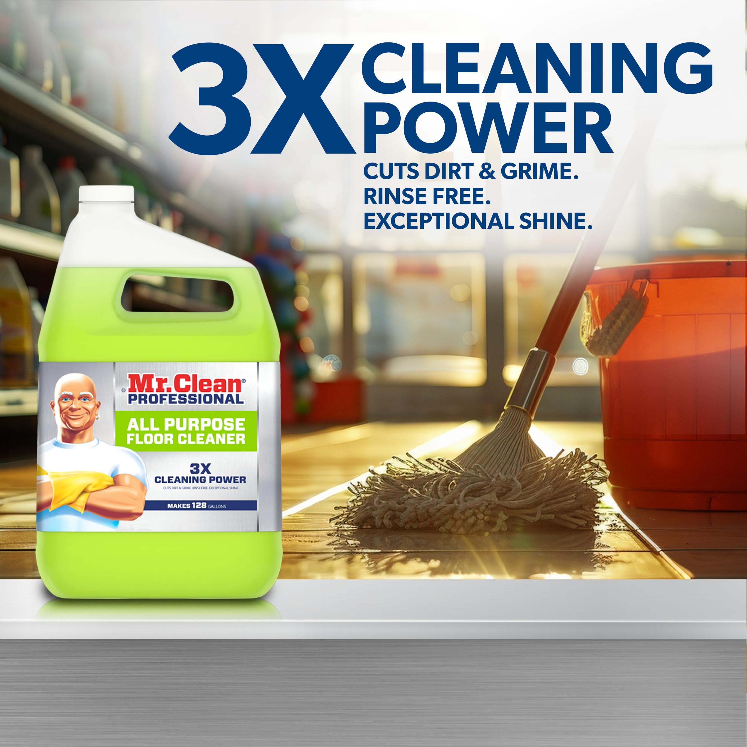 Concentrated formula allows precise manual dilution with Mr. Clean Professional