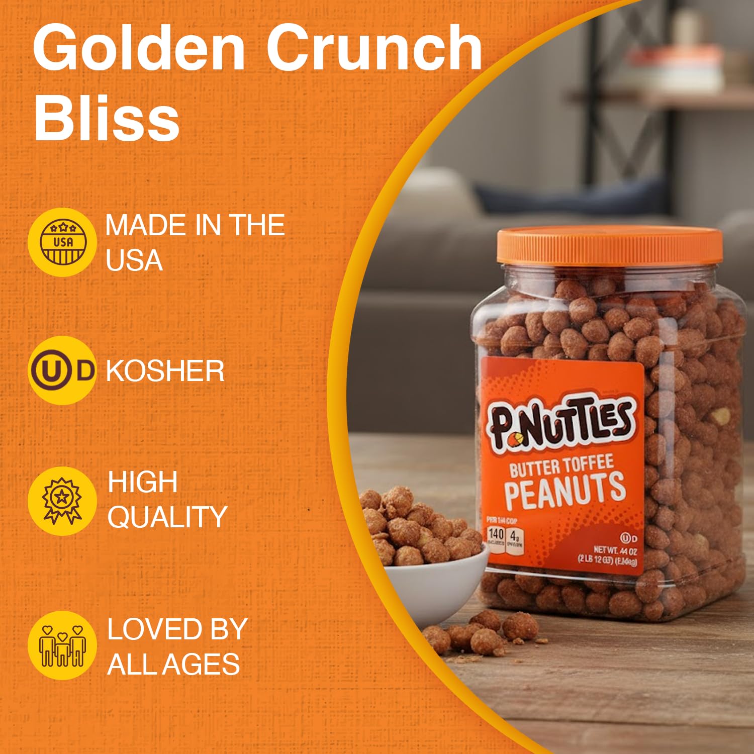 Party snack setup featuring P-Nuttles butter toffee peanuts