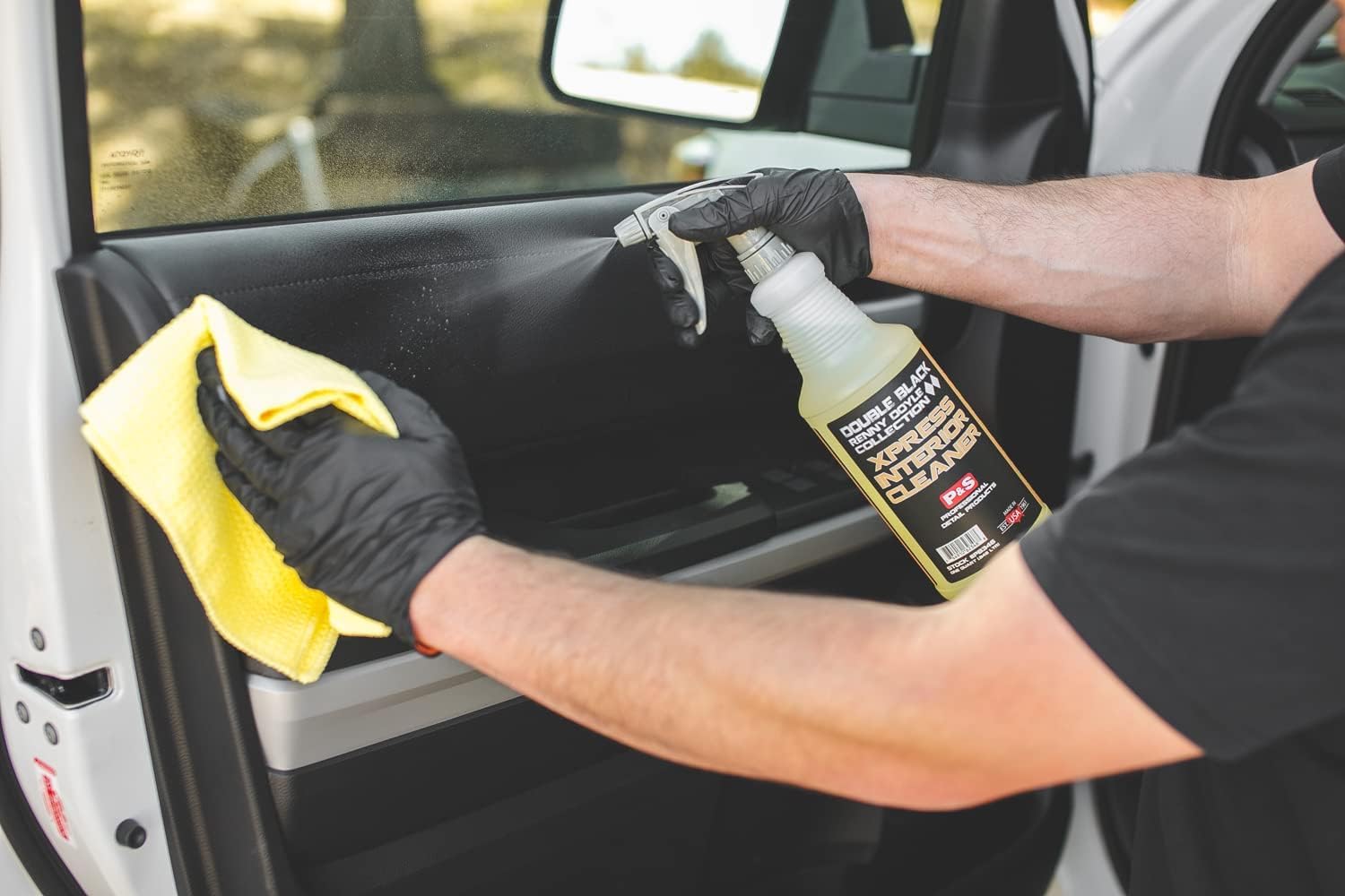 P&S Xpress Interior Cleaner microfiber towel usage for quick touch-ups