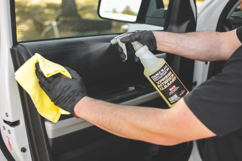 P&S Xpress Interior Cleaner microfiber towel usage for quick touch-ups
