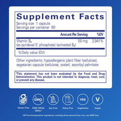 P5P 50 capsules close-up emphasizing activated vitamin B6 brain health benefits.