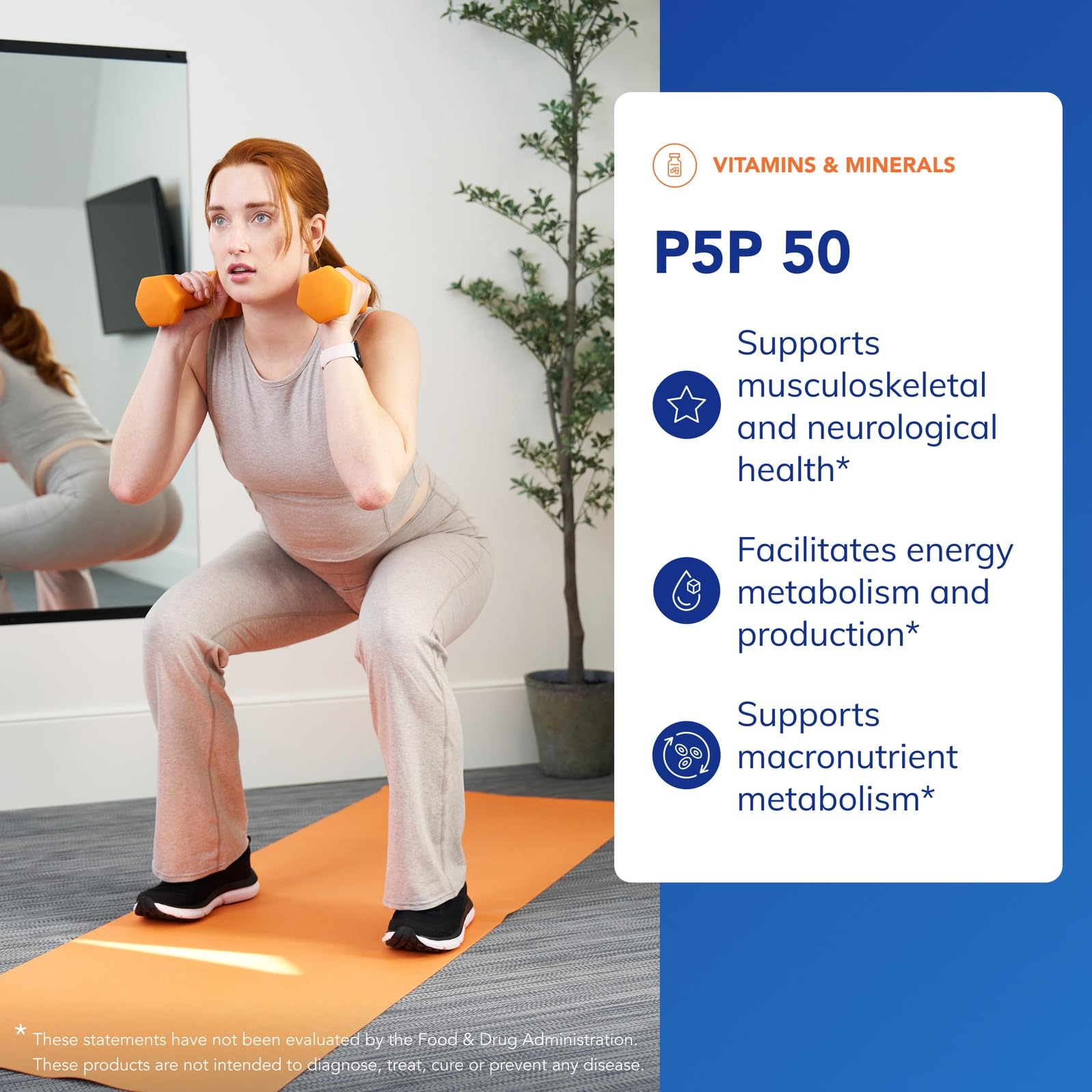 P5P 50 bottle on desk signaling daily energy support.