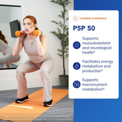 P5P 50 bottle on desk signaling daily energy support.