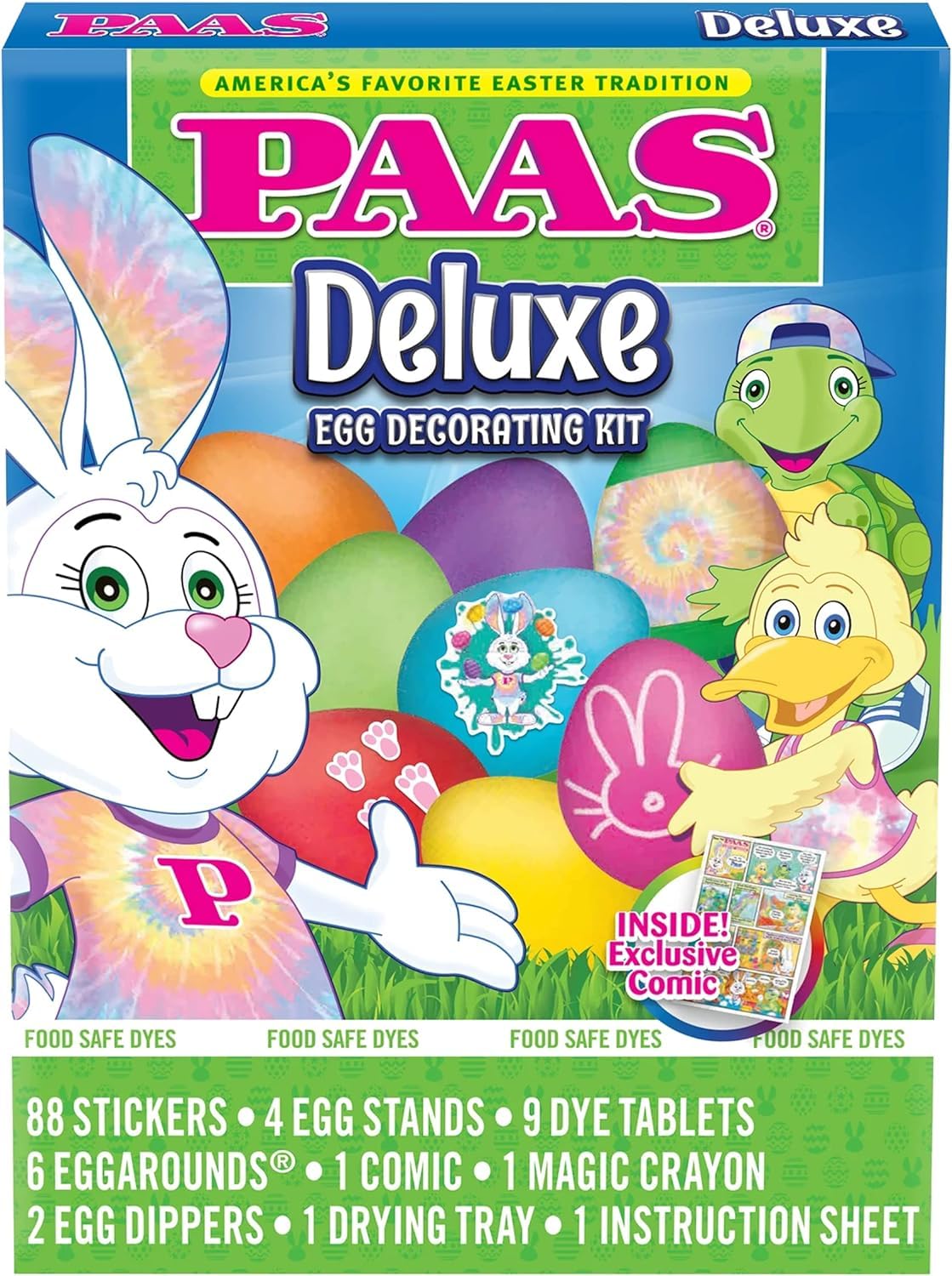 PAAS Deluxe Easter Egg Dye Kit colors for vibrant family decorating.