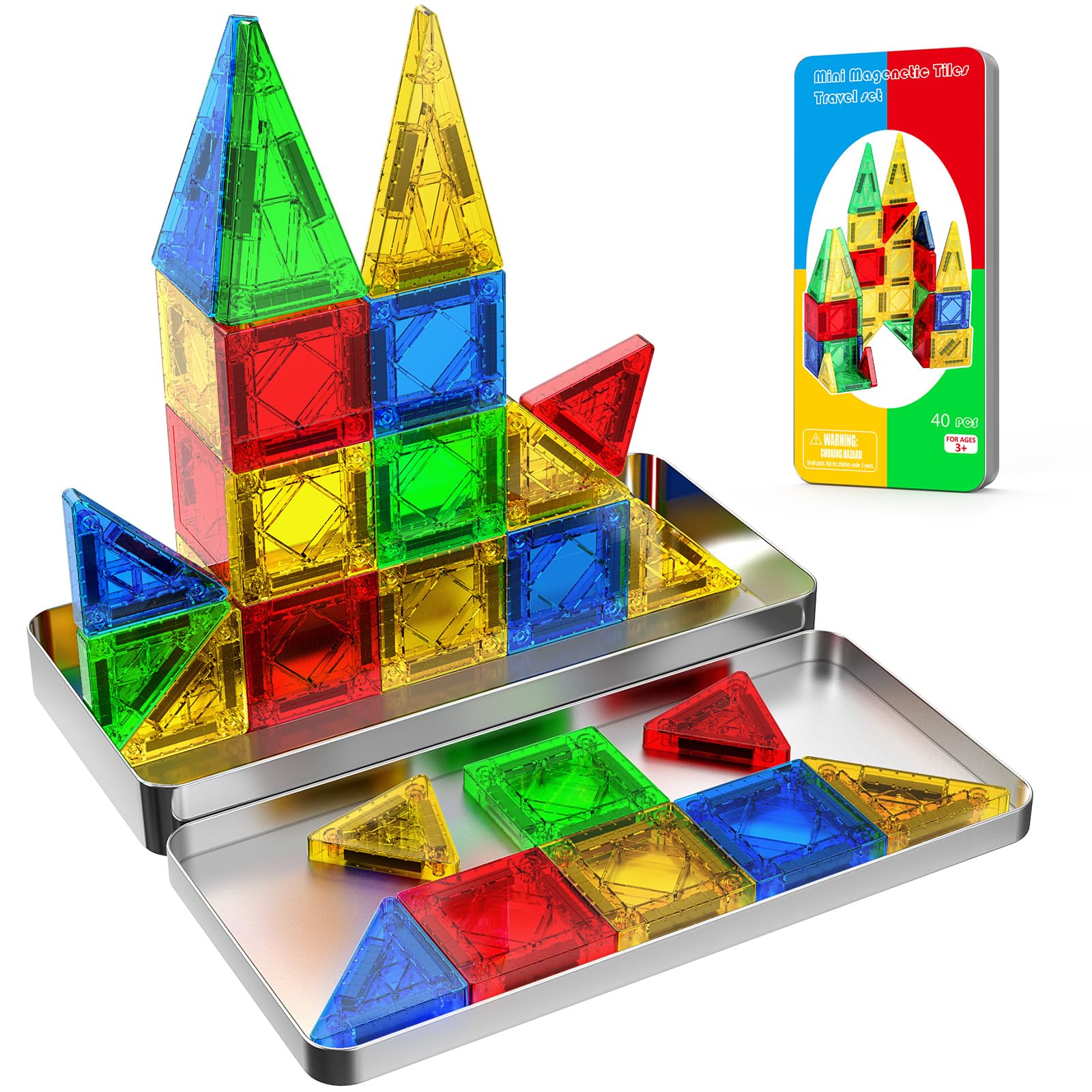 Paaxido Mini Magnetic Tiles travel box shown for on-the-go play and organization