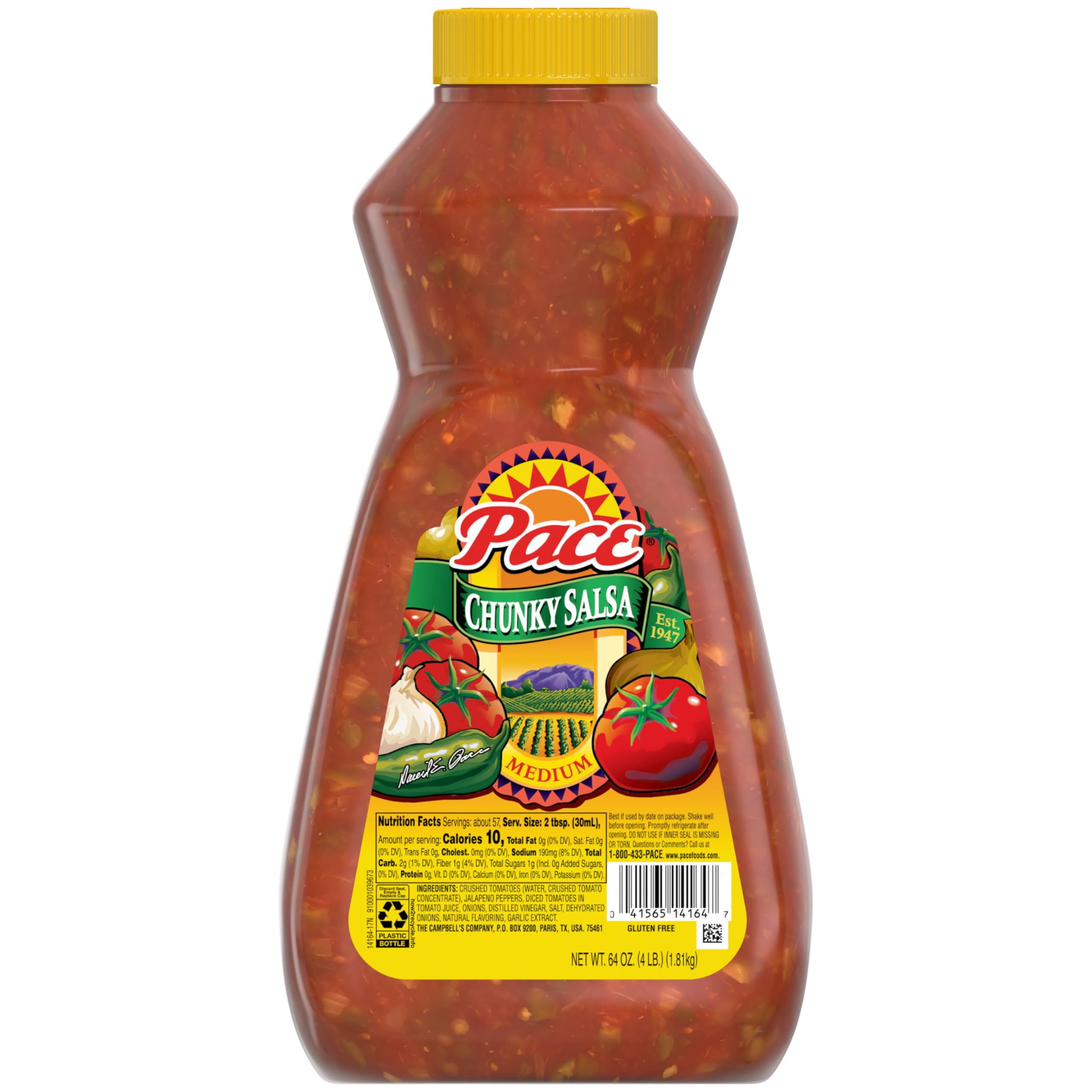 Pace Chunky Medium Salsa bottle showing bold flavor ready for dips.