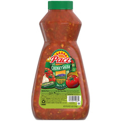 Pace Chunky Salsa Mild 64oz bottle ready for taco night, showcasing easy-pour pour spout