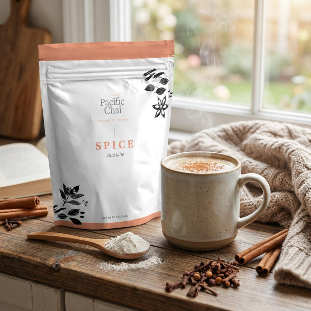 Gluten-free and kosher icons indicate dietary options for Pacific Chai.