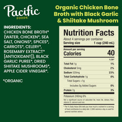 Pacific Foods organic chicken bone broth serving cup ready for quick nourishment