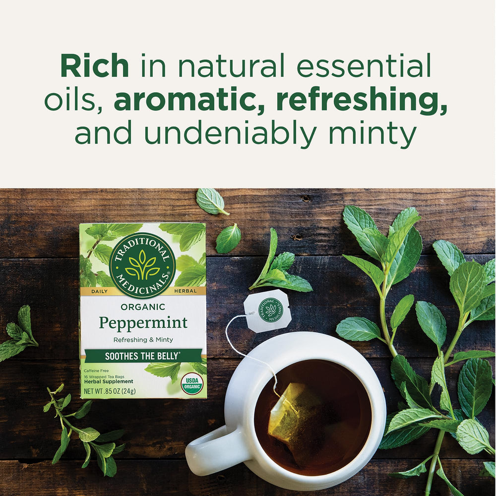 Pacific Northwest organic peppermint leaves highlighting origin and quality.