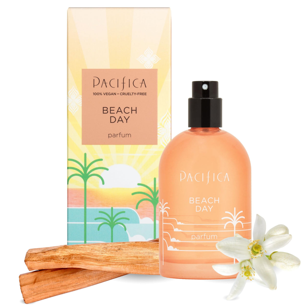 Pacifica Beach Day Spray bottle with ocean-inspired notes for daily use.