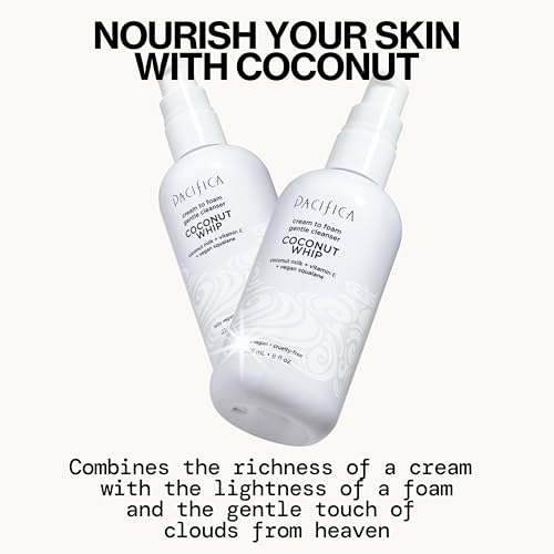 Pacifica Coconut Whip Cleanser pump demonstrates easy daily use.